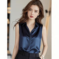 Women's Summer Professional French Acetate Satin Sleeveless Shirt 2026 - Gray