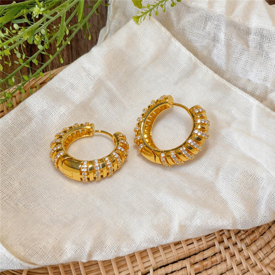 18K Gold-Plated Zircon Hoop Earrings - view 6