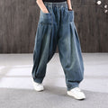 Spring Artistic Casual Plus Size Loose Lantern Harem Pants + Pants