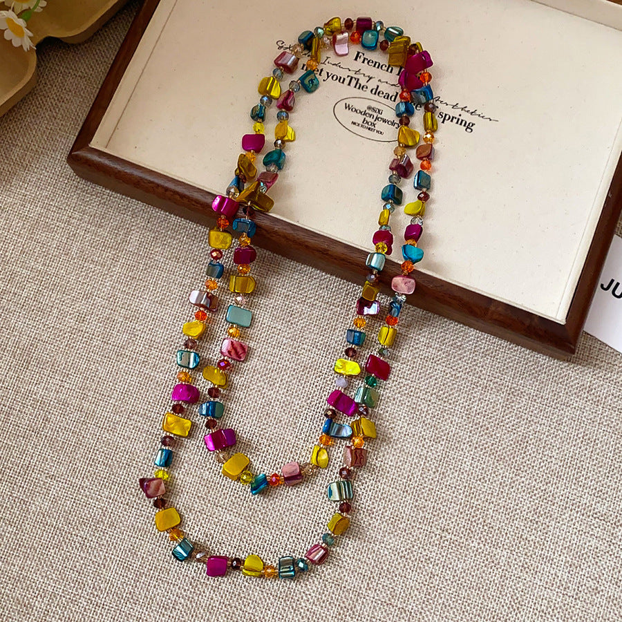 Vintage Double-Layer Shell Beaded Necklace - view 10
