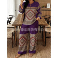 Women's Ethnic Long Sleeve Lace Trim Set 2026 | 2 Piece Outfit Set - White