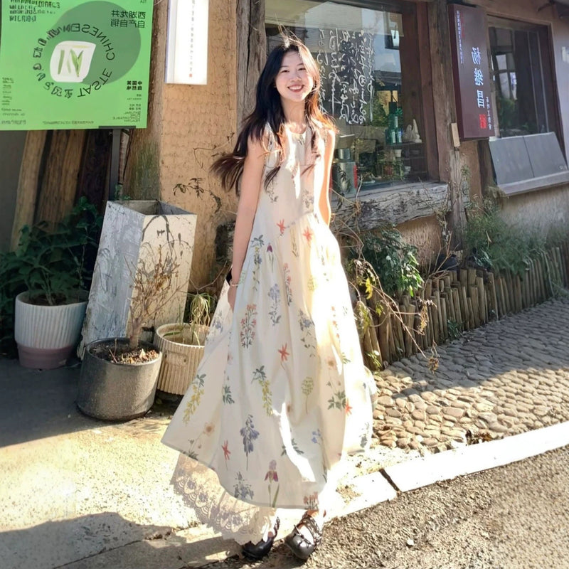 Women's Vacation Elegant Sleeveless Floral Loose Dress + Tank Top + Long Skirt 2026 - Floral Print