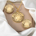 Western Vintage Distressed Light Luxury Round Cutout Necklace Birthday Earrings Portrait Glaze Premium Set