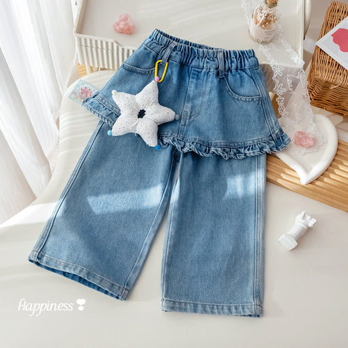 Girls' Star Charm Ruffle Skort Jeans
