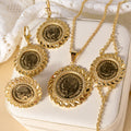 Western Trendy Overseas Personality Sunflower Cutout Necklace Bracelet Set Earrings Ring Middle East Banquet Women Set