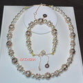 Cyan Island French New Ball Shape Crystal Pearl Spliced Necklace Beaded Bracelet Premium Elegant Light Luxury Set