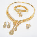 18K Gold Full Diamond Teardrop Necklace Bracelet Set Earrings Ring India Wedding Women Set Fashionable Versatile