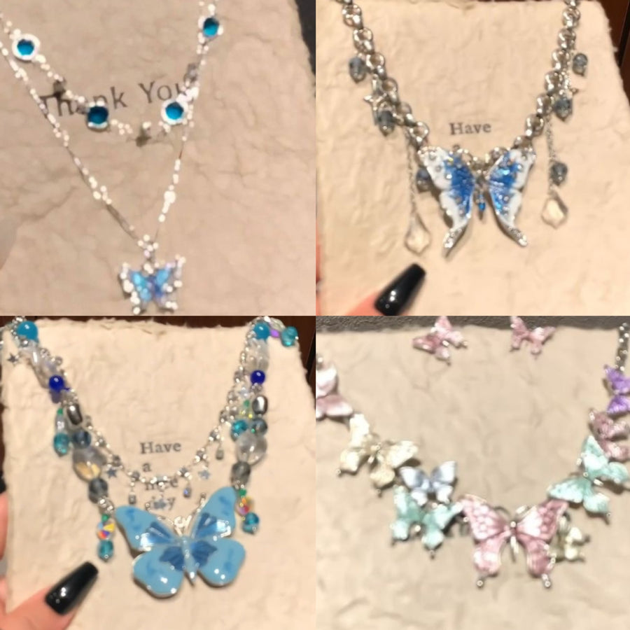 Colorful Butterfly Pendant Necklace - view 2