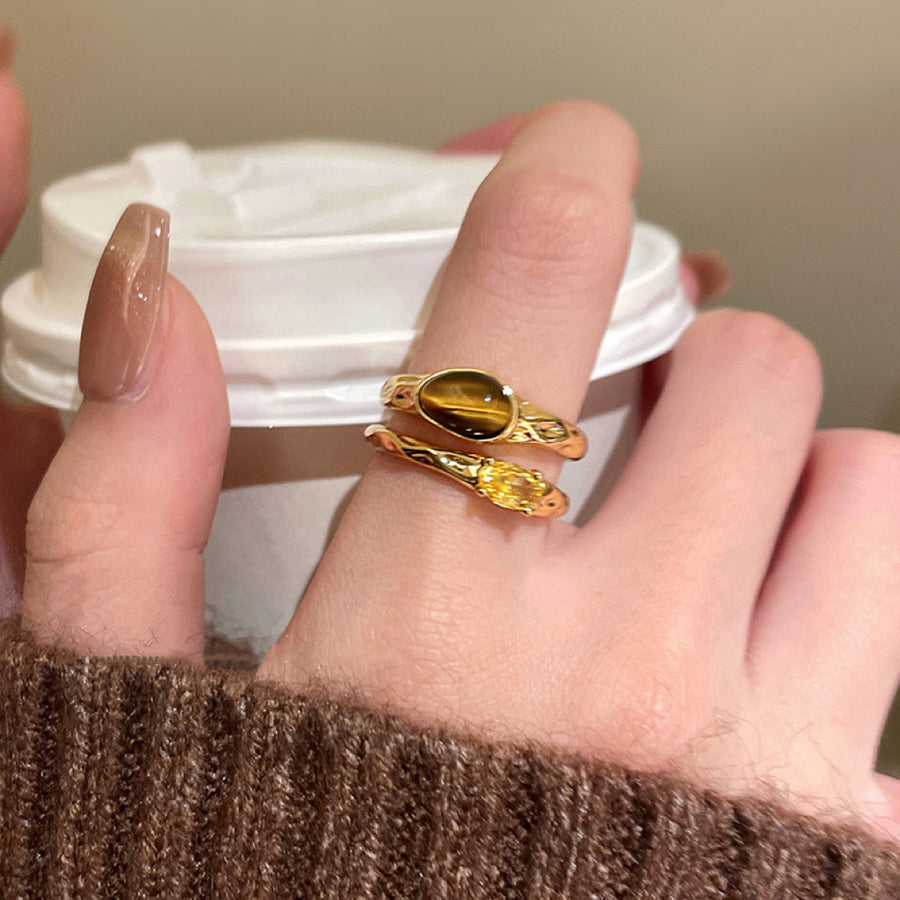 Vintage Tiger's Eye Open Ring - view 11
