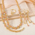 Export Accessory Stock Wholesale Bean Beaded Necklace Bracelet Set Earrings Ring 4-Piece Set Fashionable Light Luxury