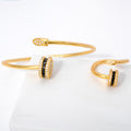 Overseas Dubai 18K Gold Bride Knot Wedding Ring Bangle India Women Banquet Jewelry Set Wholesale Earrings