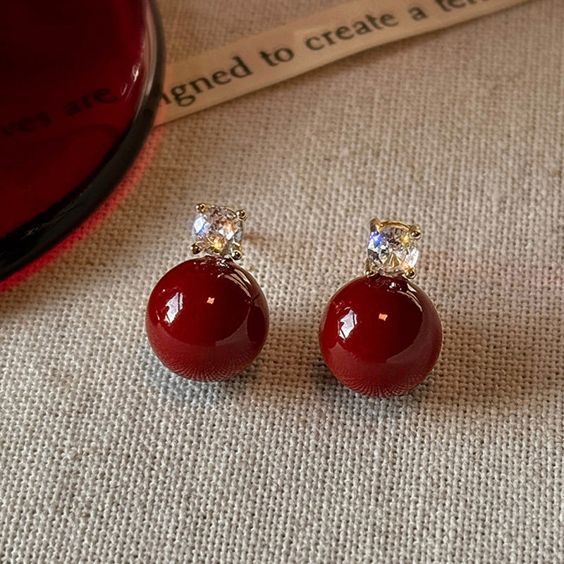 Anchora Red Vintage Flower Stud Earrings - view 12