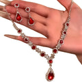 Red Teardrop Cubic Zirconia Necklace Evening Gown Set Accessory Clavicle Chain 2026 New Bestseller Choker Light Luxury Necklace