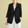 Women's Fall Artistic Casual Plus Size Long Sleeve Loose Jacket + Top 2026 - Black