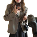 Women's Fall Cropped Blazer + Top 2026 | Casual Blouse - Dark Gray