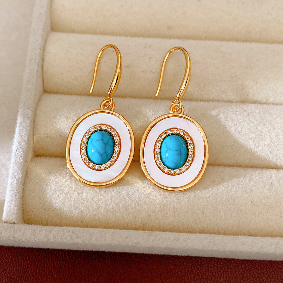 French Blue Geometric Vintage Stud Earrings - view 12