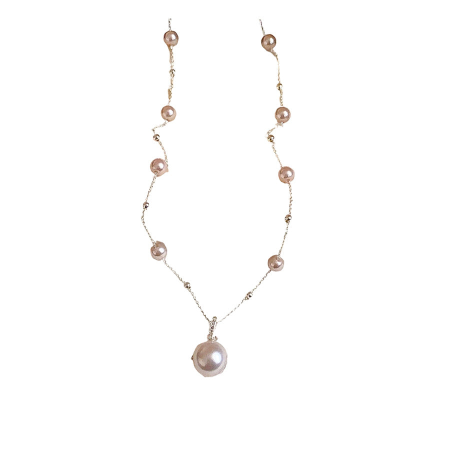French Irregular Pearl Pendant Necklace - view 5