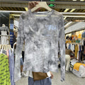 Women's Tie Dye Sheer Slim Long Sleeve Top