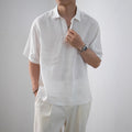 Men's Summer Linen Breathable Loose Fit Draped Short Sleeve Shirt - Cooling Comfort
