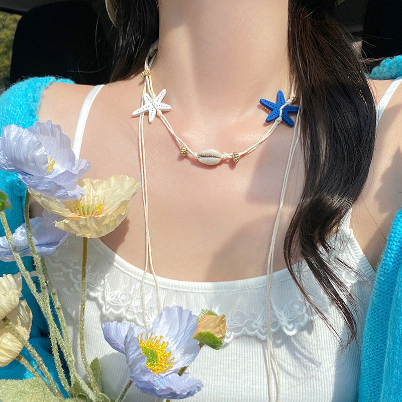 Handwoven Shell and Starfish Necklace - view 3