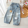 Girls' Star Embroidery Cartoon Jeans - Fall