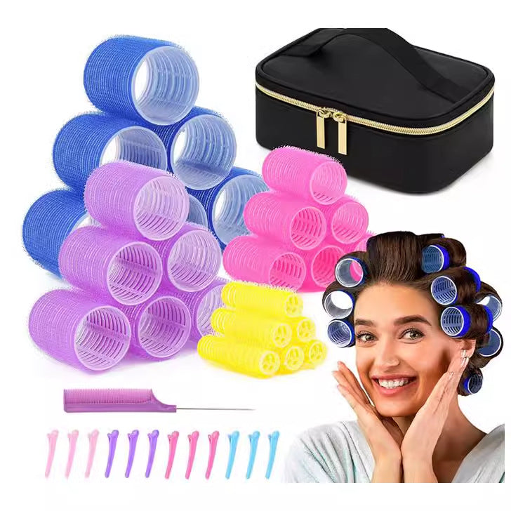 Air Bangs Hair Curler - Instant Volume Rollers with Large Makeup Pouch