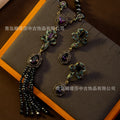 Vintage Accessory Height Stock Retro Fashionable Versatile Fringe Necklace Elegant Light Luxury Style Heart Pendant Jewelry Set