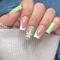 Summer Color-Block Press-On Nails - Floral Design, Reusable & Easy to Apply