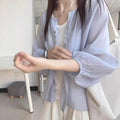 Fall Petite Tencel Linen Sun-Protection Lightweight Cardigan + Shirt