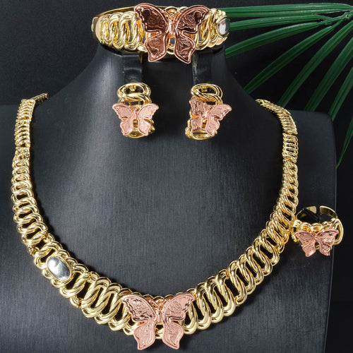 Western Simple Overseas Butterfly Pendant Trendy New Beach Bestseller Necklace Bracelet Set Earrings Ring Set