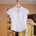 Summer Fashion Slimming Sleeveless V-Neck Waist-Tie Shirt