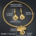 Overseas Western Gold Plated Small Leaves One Leaf Student Fortune Women Jewelry Quality Pendant Necklace Earrings Set Present Jewelry
