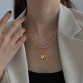 Day Korean Hip-Hop Elegant Heart Multi-Layer Chain Necklace Simple Retro Minimal Pendant Influencer Fashionable N6317