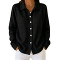 Women's Fall Casual Fashion Long Sleeve Lapel Collar Cardigan + Shirt 2026 - Blue