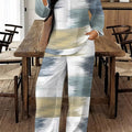 Women's Ethnic Retro Plus Size Long Sleeve V-Neck Printed Drapey Top Set 2026 - 1
