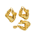 Western Statement Africa Fashionable Jewelry Set Asymmetric Stone Texture Necklace Earrings Set Bangle 2-Piece Set Women