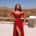 Women's Off-Shoulder Sequin Embellished Mermaid Slim Fit Sexy Premium Evening...