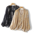Summer French Elegant Long Sleeve V-Neck Floral Sun-Protection Shirt