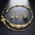 Retro Style New Oval Round Honeycomb Pendant Piece Rhinestone Elegant Light Luxury Banquet Set Necklace Bracelet Set Earrings Ring