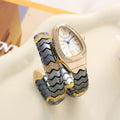 2025 New Color Split Punk Black Women Quartz Watch Cross-Border Snake Head Watch Gold Tone Color Snake Shape Watch