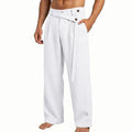 2026 customized men's clothing spring white bottom large size american style oblique waist linen cas