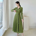 Pleated Embroidered Rhinestone Fitted Dress, 2023 Summer New