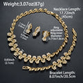 EU/US Import Dubai 18K Gold New Leaves Crystal Light Luxury Necklace Bracelet Set Earrings Ring Fashionable Set