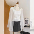 Women's Summer Tencel Mesh Sun-Protection Lightweight Loose Cardigan + Shirt 2026 - White