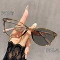 Prescription Light Feel Photochromic Cat-Eye Frame Korean Style Shanghai Bare Face Overseas Magic Tool Big Frame Face-Slimming Frame Prescription Sunglasses