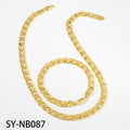 Classic of Western Hip-Hop Breeze Figaro Tank Chain Geometric Flat Chain Spliced Hard Elegant Necklace Bracelet Set