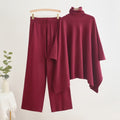 Fall-Winter Fashion Luxury Wide Leg Pants + Coat + Shawl 2-Piece Set