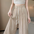 Summer Casual Slimming Striped Drapey Lightweight Straight Leg Wide Leg Pants + Pants