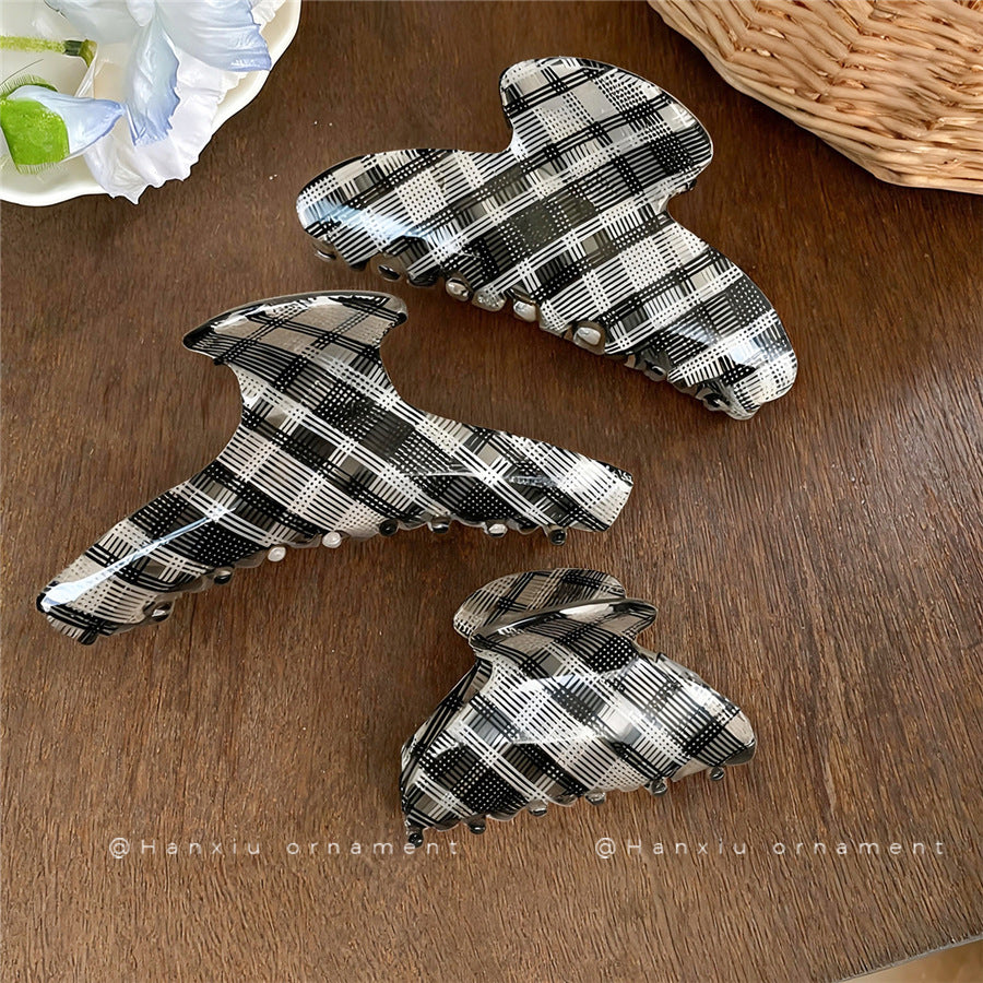Classic Plaid Acrylic Hair Claw Clip - view 2