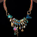 Vintage Heavy-Duty Fish Bone Fringe Necklace Premium vintage Fashionable Western Necklace Retro Rhinestone Light Luxury Necklace